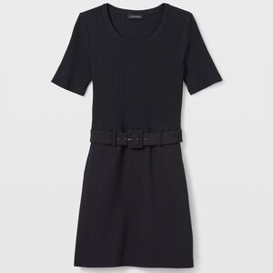Club Monaco Ribbed Belted Dress